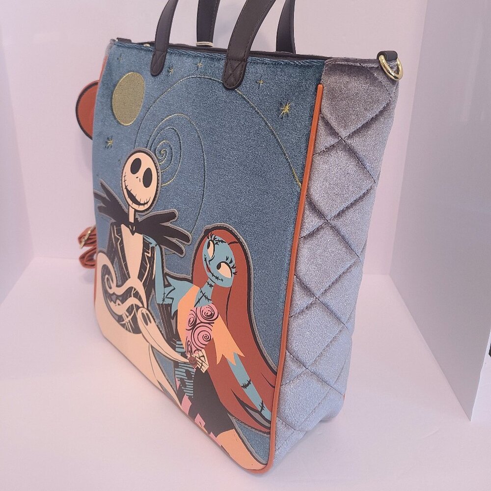 Disney Loungefly Nightmare Before Christmas Jack & Sally Tote Bag - Picture 3 of 11
